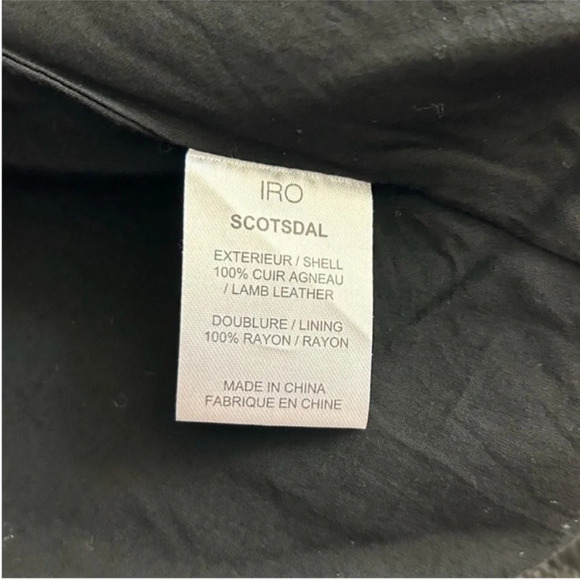 IRO Scottsdale Lamb Leather Moto Jacket Black & White - Picture 9 of 11